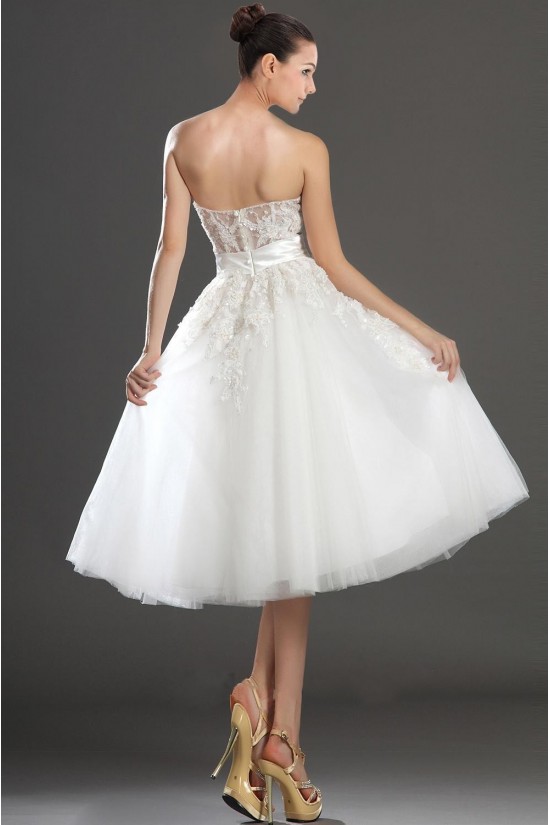 A-line Strapless Short Bridal Wedding Dresses WD010326