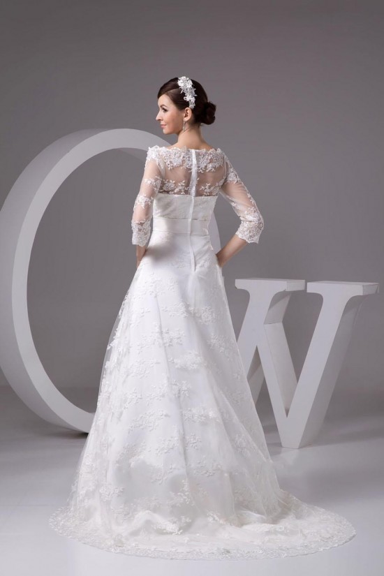 A-line Off the Shoulder 3/4 Sleeves Lace Bridal Wedding Dresses WD010327 A-line Off the Shoulder 3/4 Sleeves Lace Bridal Wedding Dresses WD010327