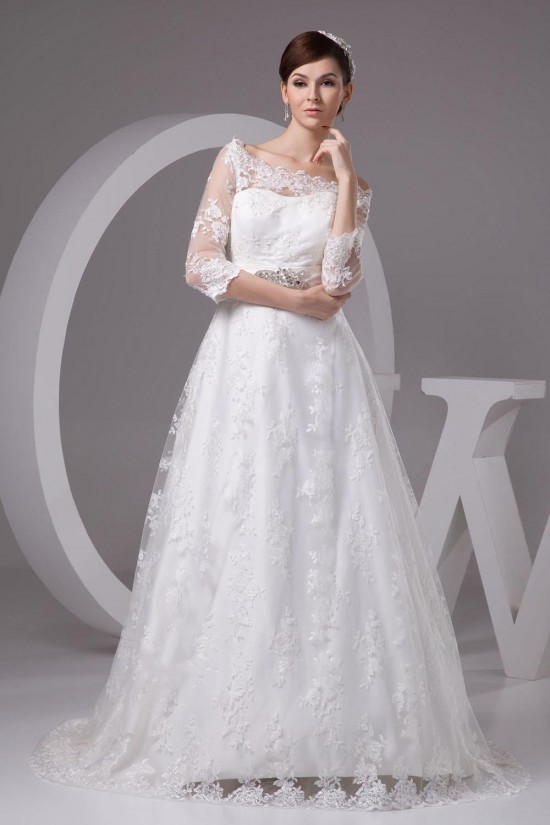 A-line Off the Shoulder 3/4 Sleeves Lace Bridal Wedding Dresses WD010327 A-line Off the Shoulder 3/4 Sleeves Lace Bridal Wedding Dresses WD010327