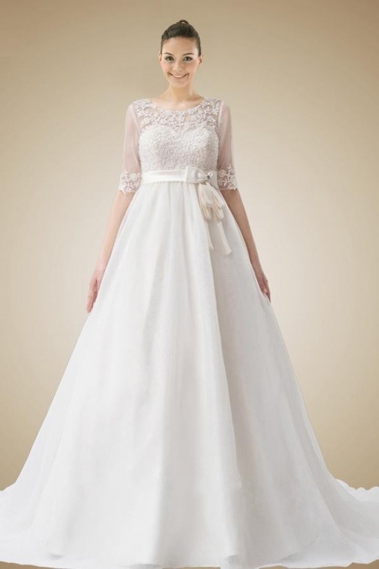 A-line Half Sleeves Lace Bridal Wedding Dresses WD010330 A-line Half Sleeves Lace Bridal Wedding Dresses WD010330