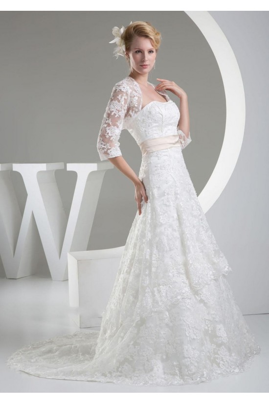 A-line Strapless Court Train Lace Bridal Wedding Dresses with A Jacket WD010332 A-line Strapless Court Train Lace Bridal Wedding Dresses with A Jacket WD010332
