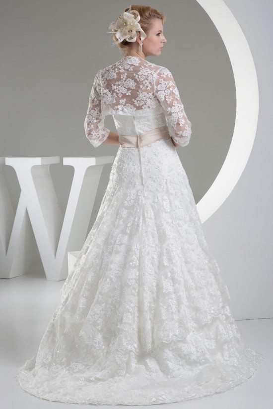 A-line Strapless Court Train Lace Bridal Wedding Dresses with A Jacket WD010332 A-line Strapless Court Train Lace Bridal Wedding Dresses with A Jacket WD010332