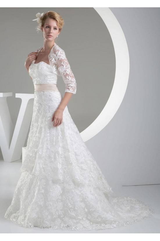 A-line Strapless Court Train Lace Bridal Wedding Dresses with A Jacket WD010332 A-line Strapless Court Train Lace Bridal Wedding Dresses with A Jacket WD010332
