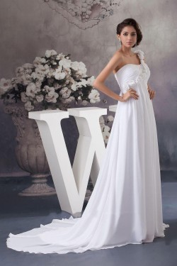 Empire One Shoulder Chiffon Bridal Maternity Wedding Dresses WD010333