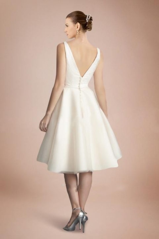 A-line V-neck Short Bridal Wedding Dresses WD010339