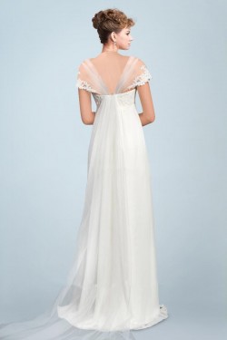 Empire Off the Shoulder Chiffon and Lace Bridal Maternity Wedding Dresses WD010340