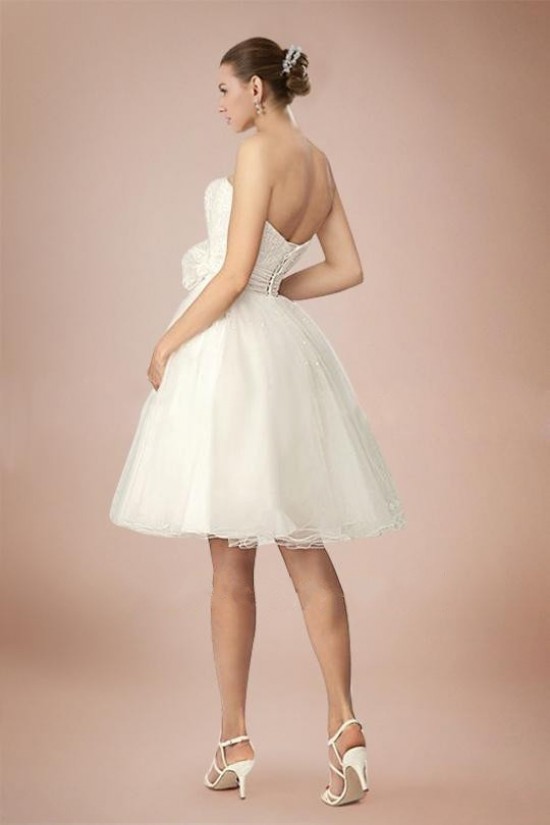 A-line Strapless Short Bridal Wedding Dresses WD010342