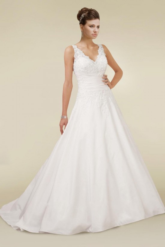 A-line V-neck Lace Bridal Wedding Dresses WD010345