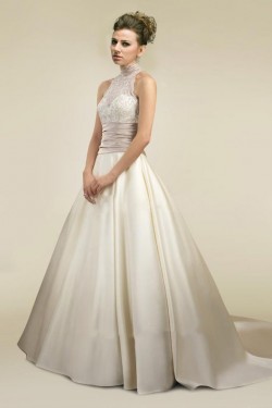A-line Lace and Satin Bridal Wedding Dresses WD010350