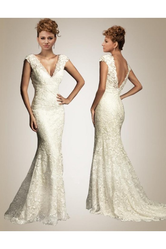 Trumpet/Mermaid V-neck Court Train Lace Bridal Wedding Dresses WD010356 Trumpet/Mermaid V-neck Court Train Lace Bridal Wedding Dresses WD010356