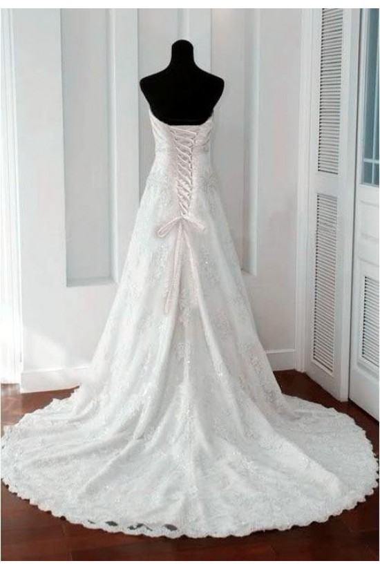 A-line Sweetheart Court Train Lace Bridal Wedding Dresses WD010357