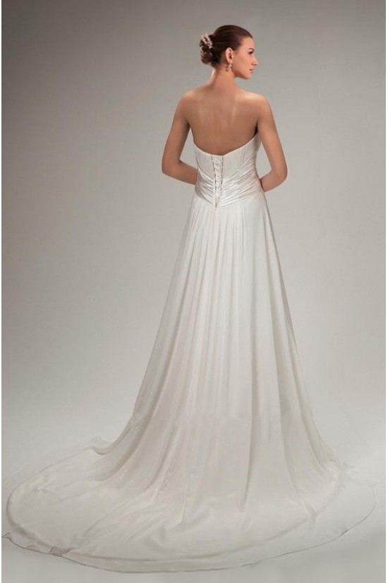 A-line Strapless Sweep Train Chiffon Bridal Wedding Dresses WD010359 A-line Strapless Sweep Train Chiffon Bridal Wedding Dresses WD010359