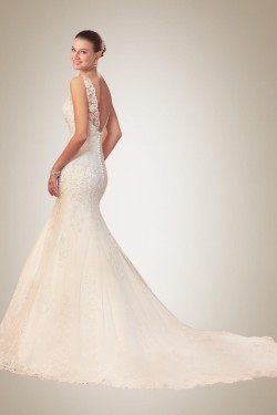 Straps Sheath/Column Chiffon Lace Wedding Dresses 2031376