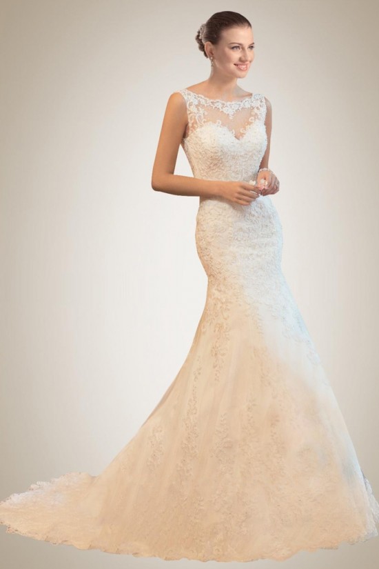 Elegant Trumpet/Mermaid Court Train Lace Bridal Wedding Dresses WD010371 Elegant Trumpet/Mermaid Court Train Lace Bridal Wedding Dresses WD010371