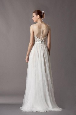 A-line Floor Length Lace and Tulle Bridal Wedding Dresses WD010373