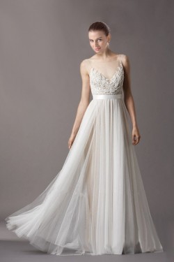 A-line Floor Length Lace and Tulle Bridal Wedding Dresses WD010373
