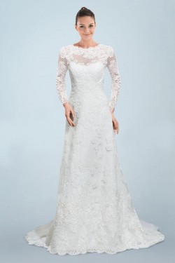 A-line Long Sleeves Lace Bridal Wedding Dresses WD010378