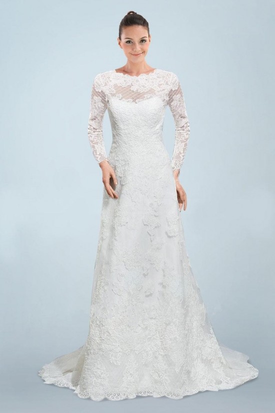 A-line Long Sleeves Lace Bridal Wedding Dresses WD010378 A-line Long Sleeves Lace Bridal Wedding Dresses WD010378