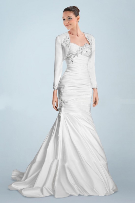 Trumpet/Mermaid Sweetheart Beaded Appliques Bridal Wedding Dresses with A Jacket WD010381 Trumpet/Mermaid Sweetheart Beaded Appliques Bridal Wedding Dresses with A Jacket WD010381