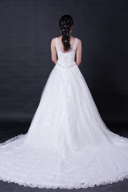 A-line Straps Beaded Lace Bridal Wedding Dresses WD010384