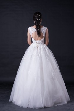 Ball Gown Beaded Appliques Floor Length Bridal Wedding Dresses WD010390