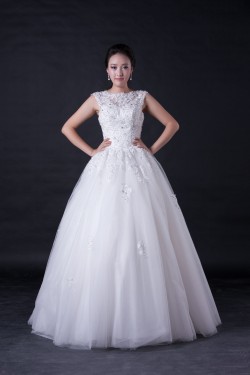 Ball Gown Beaded Appliques Floor Length Bridal Wedding Dresses WD010390