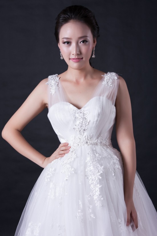 Ball Gown V-neck Lace Appliques Bridal Wedding Dresses WD010392