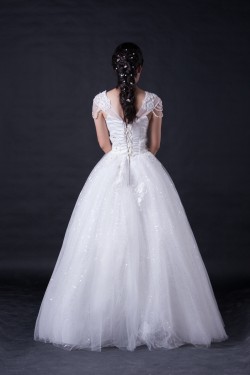 Ball Gown V-neck Beaded Bridal Wedding Dresses WD010393