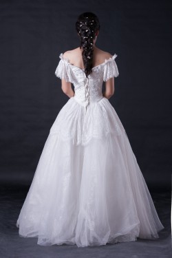 Ball Gown Off the Shoulder Beaded Lace Bridal Wedding Dresses WD010394