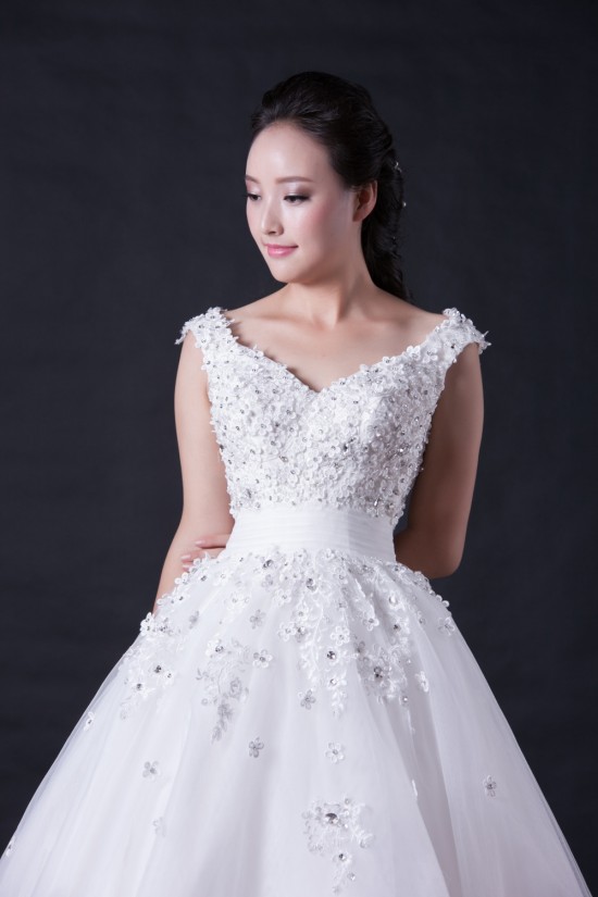 Ball Gown Off the Shoulder Beaded Bridal Wedding Dresses WD010395