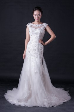 Trumpet/Mermaid Beaded Lace Bridal Wedding Dresses WD010396
