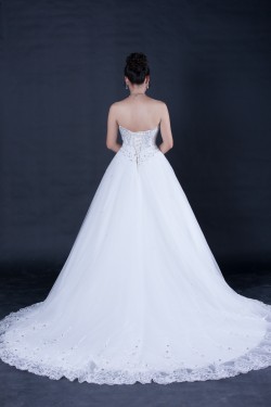 A-line Strapless Beaded Bridal Wedding Dresses WD010401