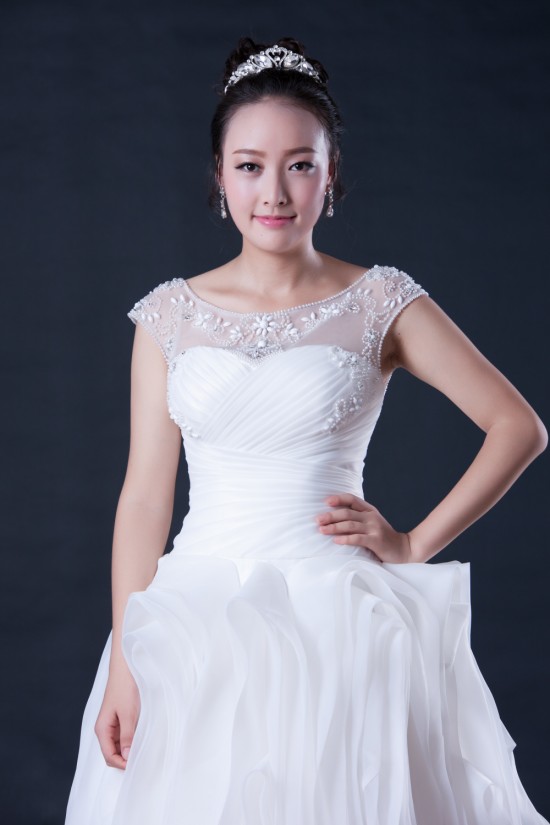 Ball Gown Off the Shoulder Beaded Cathedral Train Bridal Wedding Dresses WD010402
