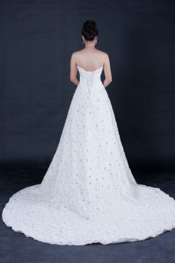 A-line Strapless Beaded Flowers Bridal Wedding Dresses WD010404