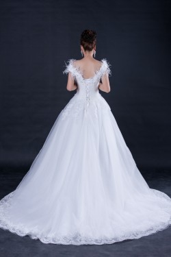 Ball Gown Off the Shoulder Beaded Lace Bridal Wedding Dresses WD010407