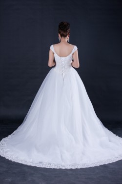 Ball Gown Off the Shoulder Beaded Lace Bridal Wedding Dresses WD010408