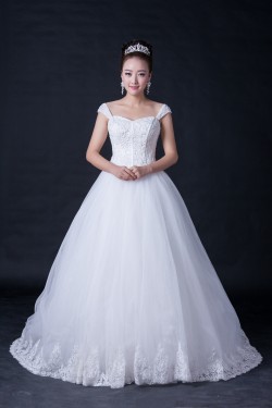 Ball Gown Off the Shoulder Beaded Lace Bridal Wedding Dresses WD010408