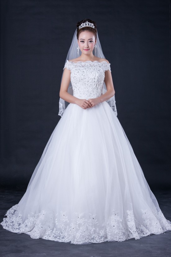 Ball Gown Off the Shoulder Beaded Lace Bridal Wedding Dresses WD010410 Ball Gown Off the Shoulder Beaded Lace Bridal Wedding Dresses WD010410