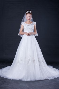 A-line Beaded Lace Bridal Wedding Dresses WD010411