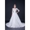 A-line Half Sleeves Beaded Lace Bridal Wedding Dresses WD010413