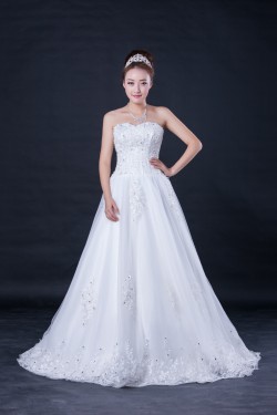 A-line Sweetheart Beaded Lace Bridal Wedding Dresses WD010415