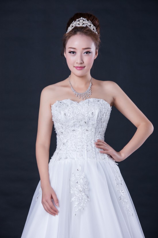 A-line Sweetheart Beaded Lace Bridal Wedding Dresses WD010415