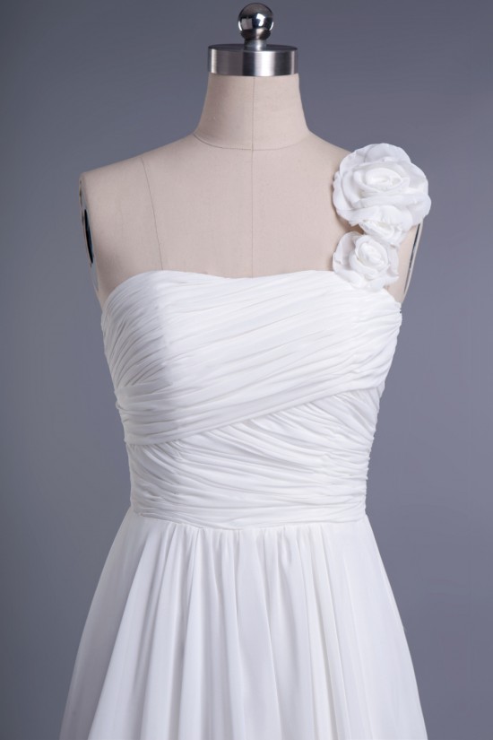 Elegant One Shoulder Floor Length Chiffon Bridal Wedding Dresses WD010419 Elegant One Shoulder Floor Length Chiffon Bridal Wedding Dresses WD010419