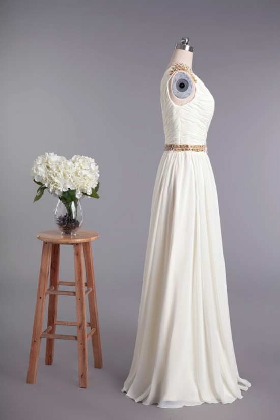 Sheath/Column V-neck Beaded Chiffon Bridal Wedding Dresses WD010420