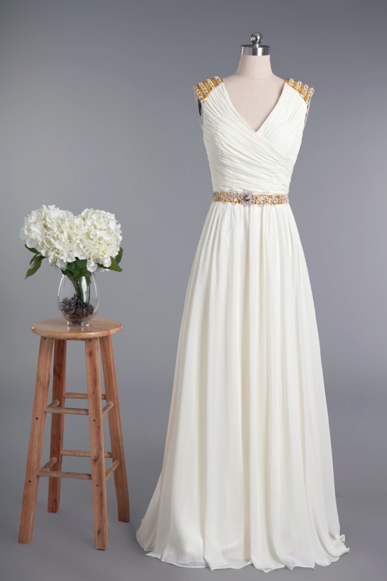 Sheath/Column V-neck Beaded Chiffon Bridal Wedding Dresses WD010420 Sheath/Column V-neck Beaded Chiffon Bridal Wedding Dresses WD010420