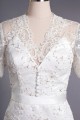 Sheath Short V-neck Short Sleeves Beaded Lace Bridal Wedding Dresses WD010421