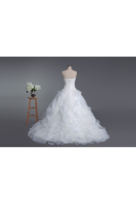 Ball Gown Strapless Chapel Train Bridal Wedding Dresses WD010423