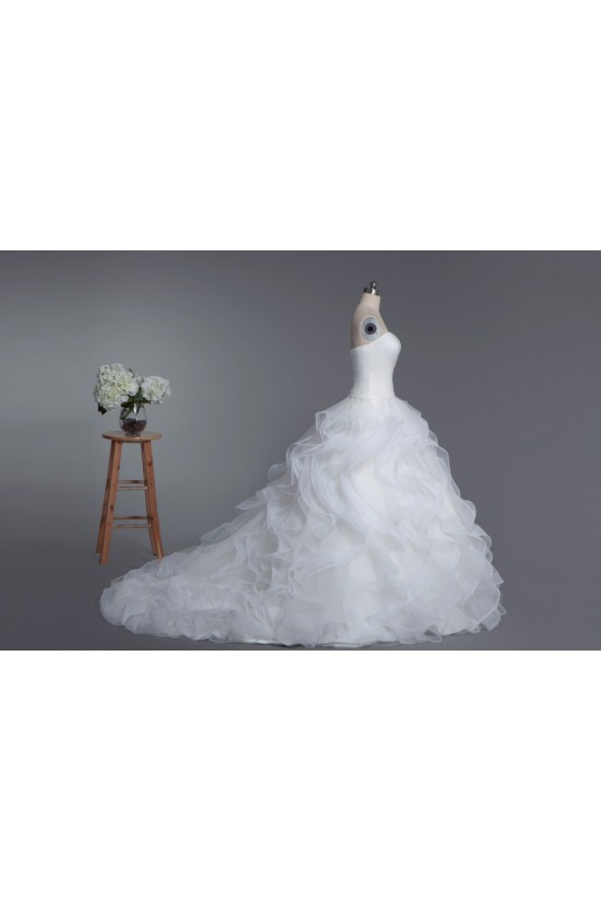 Ball Gown Strapless Chapel Train Bridal Wedding Dresses WD010423