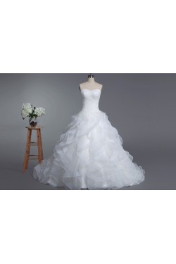 Ball Gown Strapless Chapel Train Bridal Wedding Dresses WD010423