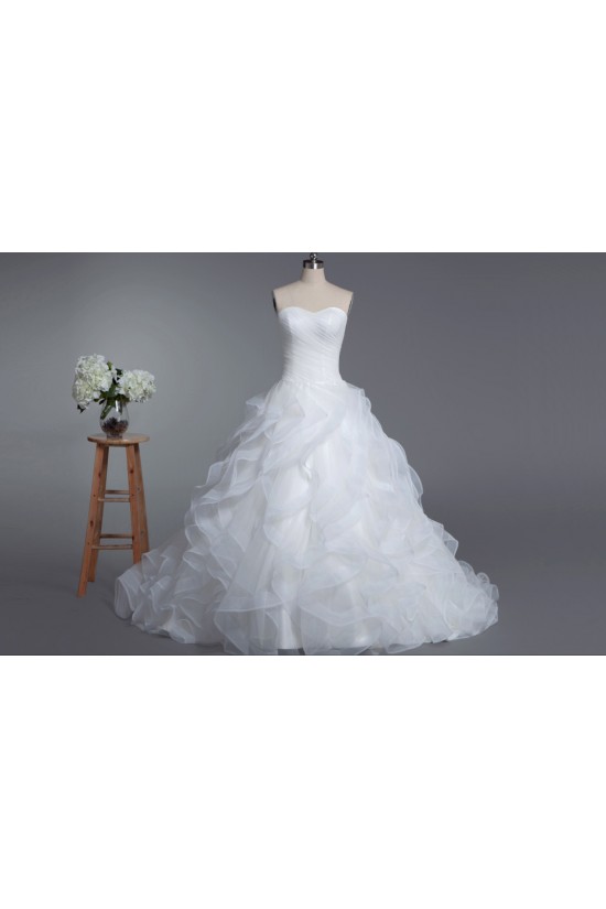 Ball Gown Strapless Chapel Train Bridal Wedding Dresses WD010423